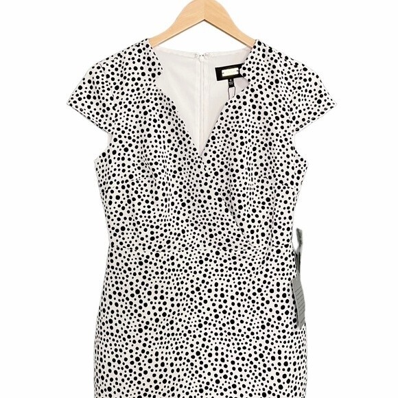 NWT Alexia Admor Dress White Black Polka Dots Cap Sleeve Sheath Women’s Size 6 - Picture 9 of 16